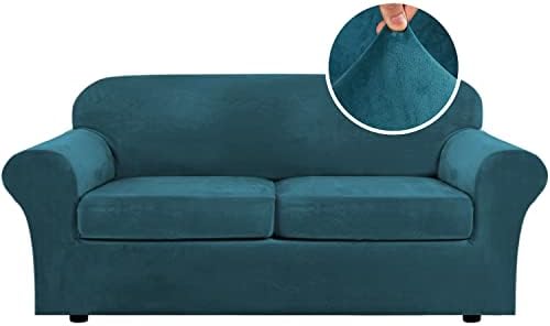 H.VERSAILTEX Real Velvet Plush 3 Piece Stretch Sofa Covers Couch Covers by HVERSAILTEX