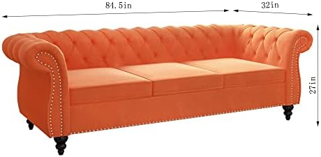 ORRD Chesterfield Sofa Velvet, Modern Tufted Couch 3 Seater - Image 2