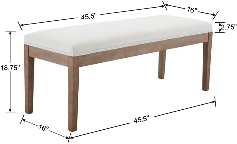 Linen Dining Bench Upholstered Entryway Bench Farmhouse Shoe Bench Seat Ottoman - Image 3
