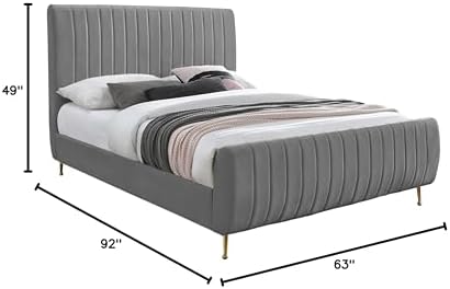 Meridian Furniture Zara Collection Modern | Contemporary Velvet Upholstered Bed - Image 3