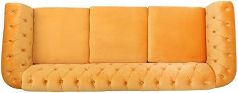 LEVNARY Velvet Chesterfield Sofa, Classic Tufted Upholstered Couch, Modern 3 - Image 4