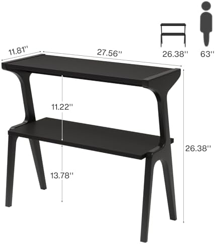 Tribesigns Set of 2 Solid Wood End Table, 2-Tier Modern Black End Table - Image 2