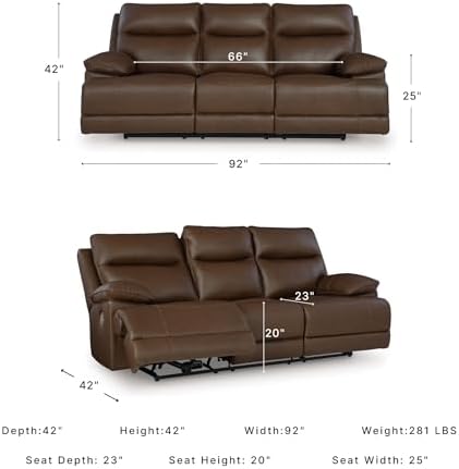 Signature Design by Ashley VonRyan Power Reclining Sofa, Top Grain Leather - Image 3