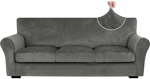 XINEAGE 4-Piece Velvet Sofa Cover, Couch Covers by XINEAGE