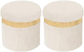 xuperbonus Small Ottoman with Storage, Folding Round Ottoman with Gold Trim by XUPERBONUS
