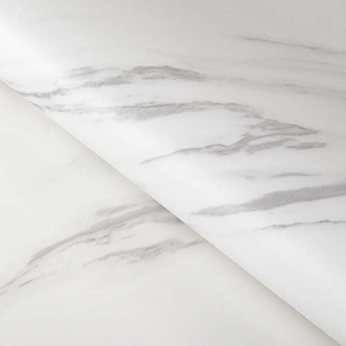 FunStick Thick White Marble Wallpaper Peel and Stick Marble Contact Paper by FunStick