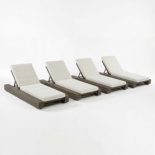 Christopher Knight Home Tory Acacia Wood Chaise Lounge Chair Outdoor Set of 4 - Image 5
