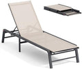 Aluminum Chaise Lounge Chair Outdoor, Foldable Patio Lounge Chair Assemble-Free by FHVIT