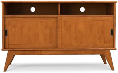SIMPLIHOME Draper 54" Wide Solid Wood TV Stand in Teak Brown - Image 6
