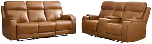 CANMOV Genuine Leather Power Recliner Sofa Set - Image 3