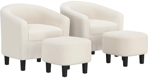 Yaheetech Accent Chairs with Ottoman Set of 2, Boucle Fabric by Yaheetech