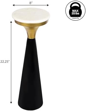JONATHAN Y Oliver 8" Round Marble Pedestal Drink Table - Image 3