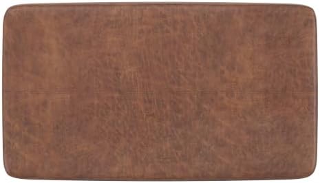 SIMPLIHOME Carlson 27" Wide Woven Fabric Rectangle Ottoman in Saddle Brown - Image 4