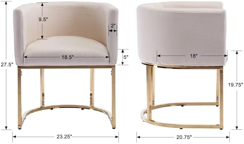 HNY Mid Century Modern Upholstered Barrel Dining Chairs - Image 2