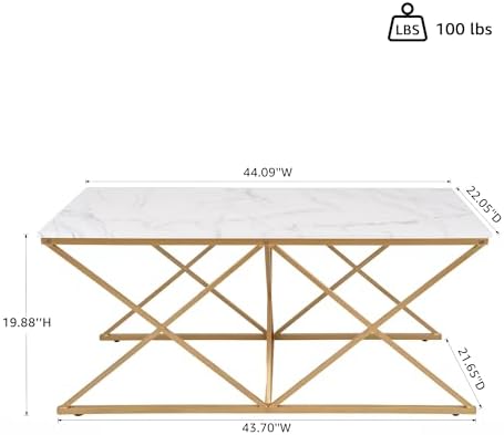 Modern Nesting Coffee Table Set of 3, Faux Marble Top - Image 3
