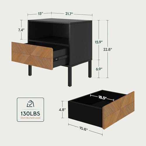 Bme Vivian Solid Wood Nightstand, End Table, Bedside Table - Image 2