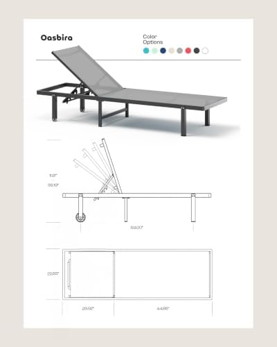 Outdoor Lounge Chair Set of 4, Aluminum Pool Lounge Chairs - Image 2