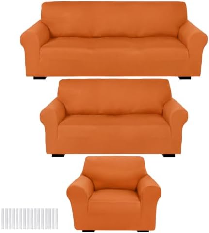 Peryiter 3 Pcs Couch and Loveseat Sofa Covers, Milk Silk by Peryiter