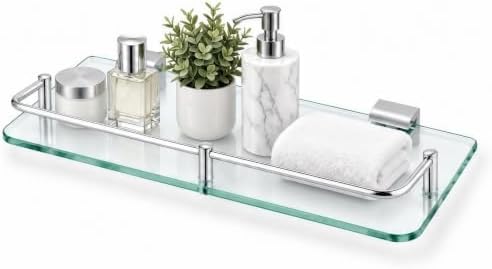 1 Pack Bathroom Glass Shelf, 15.7in Wall Mount Modern Floating Shelf by Unknown