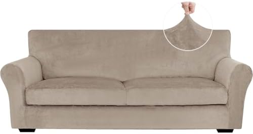 XINEAGE 3-Piece Velvet Sofa Cover, Couch Covers by XINEAGE