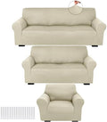 Peryiter 3 Pcs Couch and Loveseat Sofa Covers, Milk Silk by Peryiter