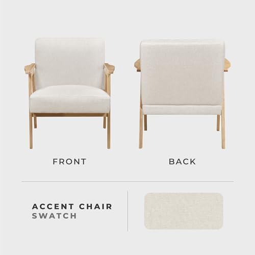 Lexicon Mid Century Modern Accent Chair, Natural Solid Wood Frame - Image 4