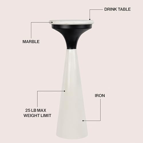 JONATHAN Y Oliver 8" Round Marble Pedestal Drink Table - Image 4