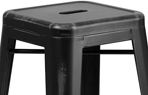 Flash Furniture 30 in Backless Metal Barstool, Distressed Black - Image 6