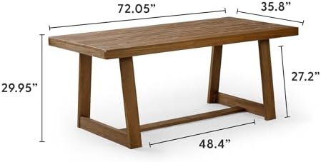 Plank+Beam Classic 72 Inch Dining Table, Rectangular, Pecan Wirebrush - Image 2