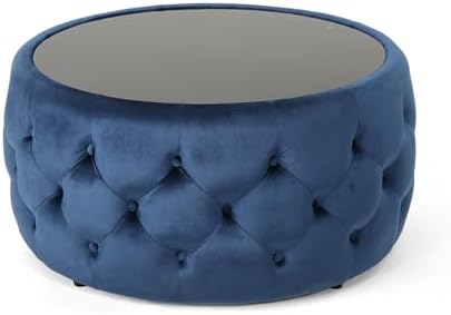 30" Round Velvet Ottoman Coffee Table, Button Tufted Coffee Table - Image 5