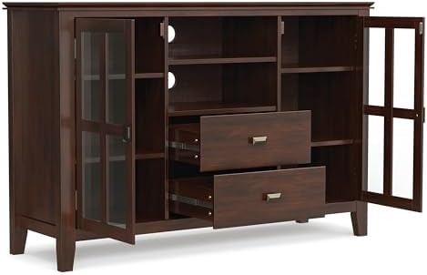 SIMPLIHOME Artisan 53" Wide Solid Wood TV Stand in Russet Brown - Image 4