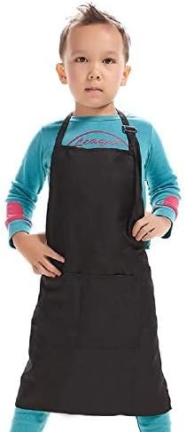 Kid Apron Adjustable Strap with 2 Pockets Painting Cooking Craft Backing Unisex Age 5-12