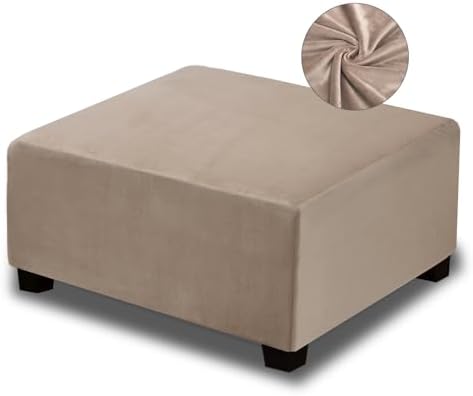NeColorLife Velvet Ottoman Cover Square Storage Ottoman Slipcover Thick by NeColorLife
