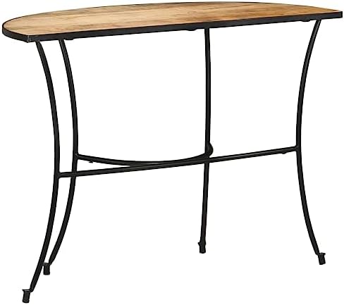 Modern Half Circle Side Table Solid Mango Wood 43.3x15.7x30.3 Inches Living - Image 5
