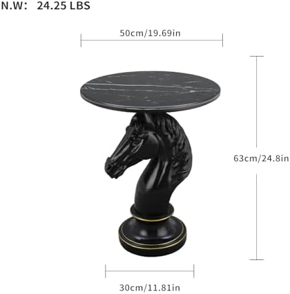 Modern End Table Black Horse Statue Side Table - Image 2