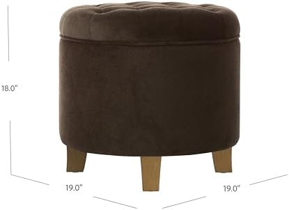 HomePop 19" Velvet Button Tufted Round Storage Ottoman - Image 3