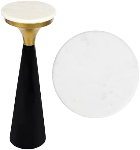 JONATHAN Y Oliver 8" Round Marble Pedestal Drink Table by JONATHANY