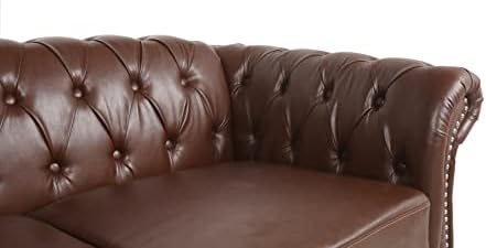 ORRD Chesterfield Sofa Leather, Modern PU Tufted Couch 3 Seater - Image 4