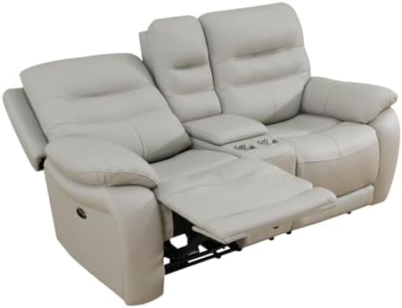 Electric Power Recliner Loveseat Genuine Breathing Leather Recliner Couch - Image 4