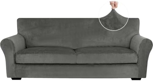XINEAGE 3-Piece Velvet Sofa Cover, Couch Covers by XINEAGE