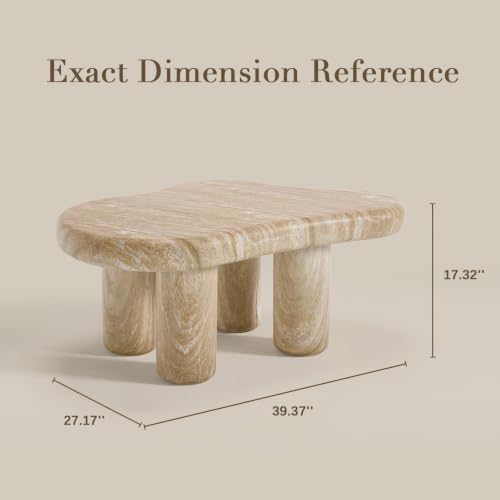 39" Modern Faux Marble Coffee Table Cloud Stone Living Room Table - Image 2
