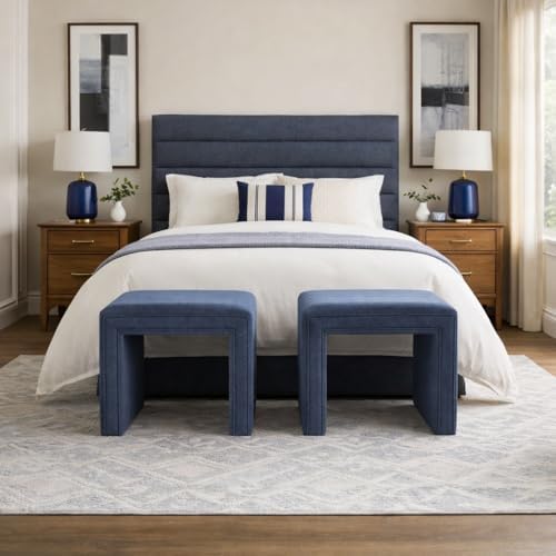 HomePop 19" Modern Channel Tufted Ottoman - Image 4