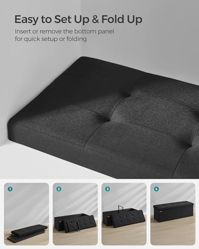 SONGMICS 43.3 Inches Storage Ottoman, Foldable Bench - Image 6