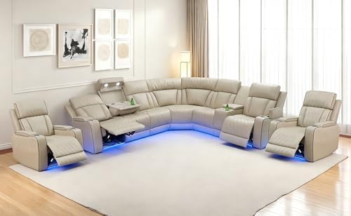 Power Recliner Sectional Sofa, Leather Sofa and 2 Chairs Reclining Sectional by LianHongDirect-Nervlox