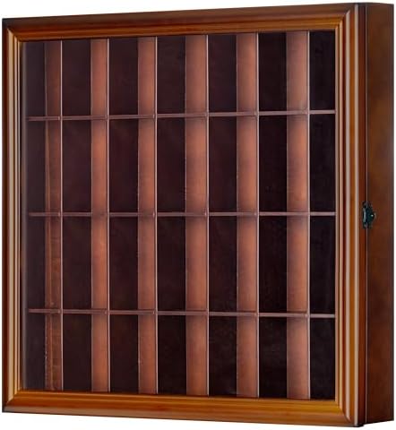 Gallery Solutions Walnut Shot Glass Display Case, 18 x 16 in., 28 Slots - Image 3