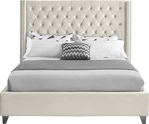 Meridian Furniture Aiden Collection AidenCream-K Modern | Contemporary Velvet - Image 4