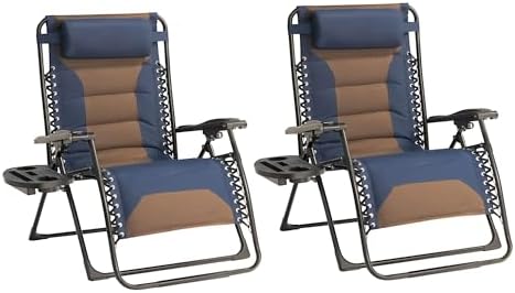 Zero Gravity Chair Set of 2 Oversized Padded Recliner by Unknown