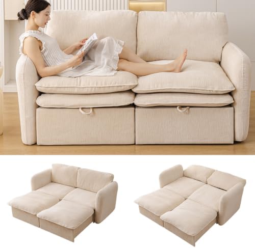 71'' 3-in-1 Modular Sectional Sleeper Sofa, Pull Out Couch by Unknown