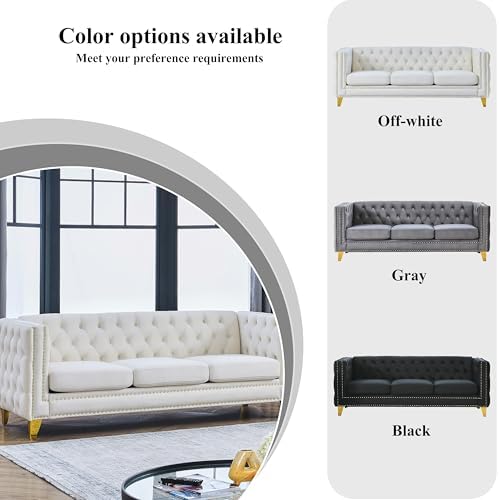 2 Piece Chesterfield Velvet Combination Sofa Set - Image 3