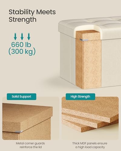 SONGMICS 30 Inches Folding Storage Ottoman Bench, Load 660 lb - Image 6